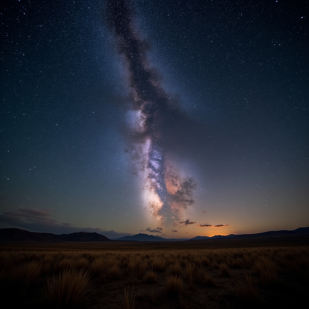Cielo nocturno estrellado sobre la Patagonia argentina
