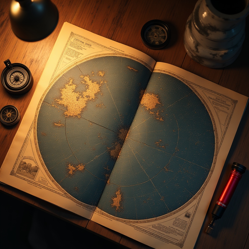 Mapa estelar con constelaciones del hemisferio sur destacadas