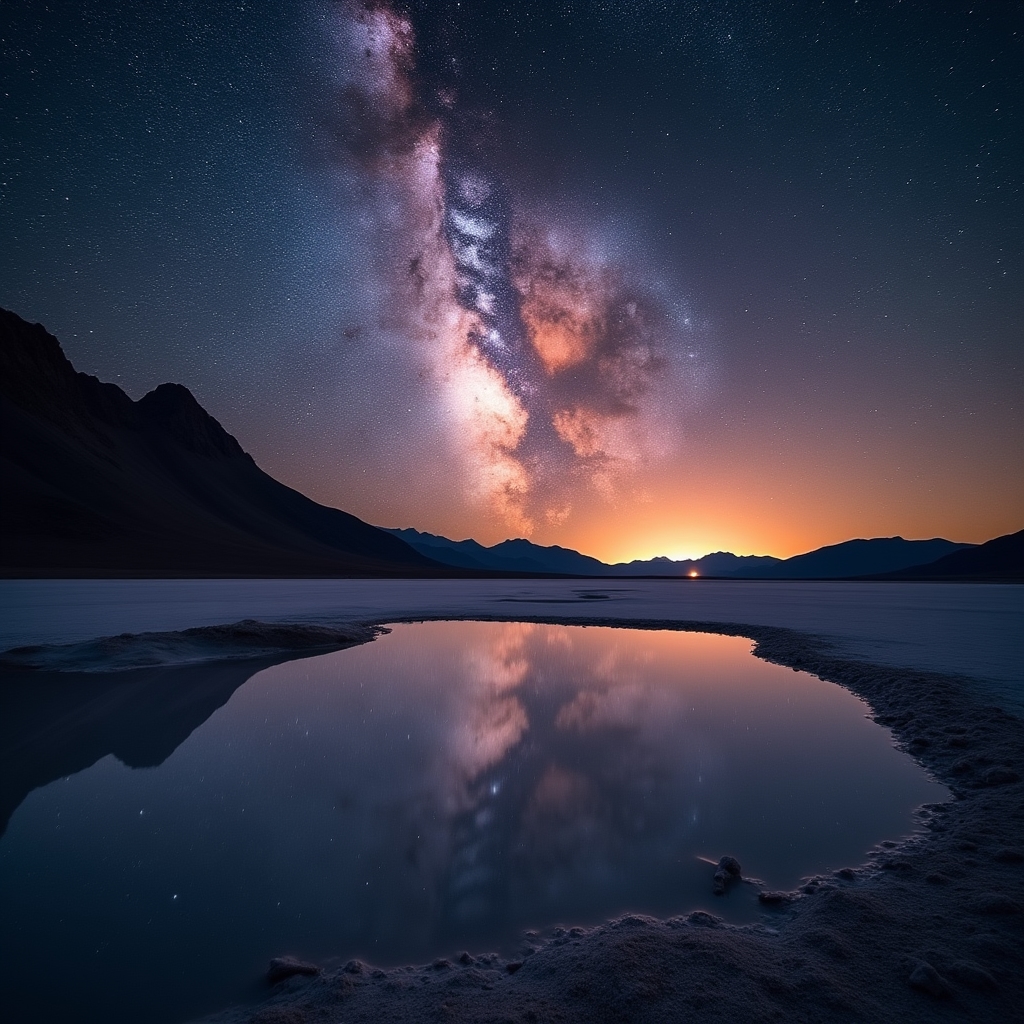 Cielo estrellado sobre la Puna jujeña con horizonte montañoso